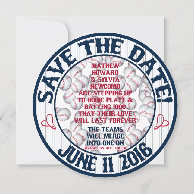 Invitación Boda de béisbol Save-The Date-HOWARD,Opción 2 (Reverso)