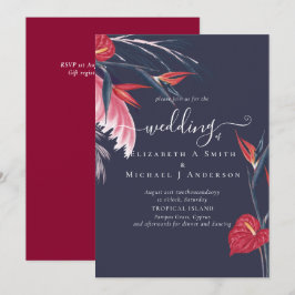Invitación Boda de Berry de la Marina Tropical Pampas