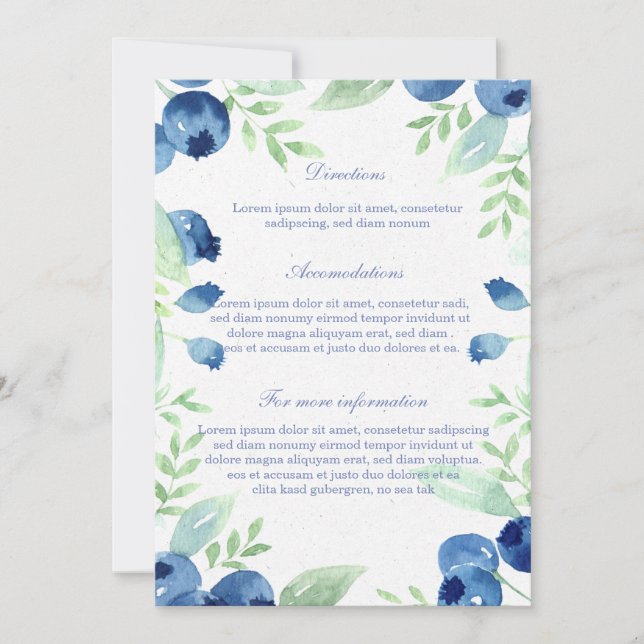 Invitación Boda de Berry Rústico de Blueberry MidSummer (Anverso)