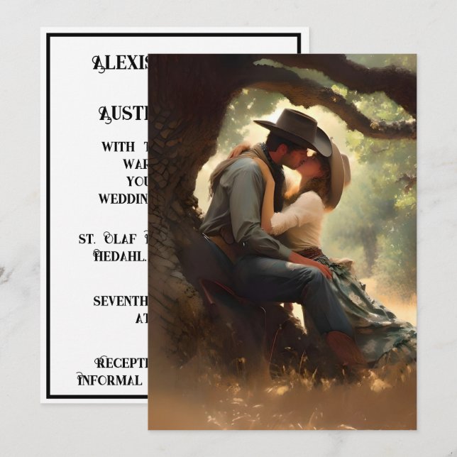Invitación Boda de Besada de Vaqueros y Vaqueras (Anverso / Reverso)