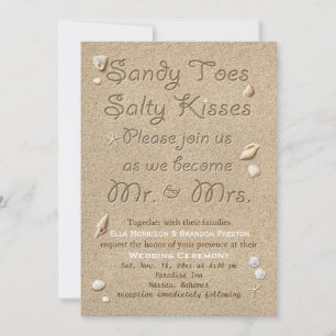 Invitación Boda de besos salados de arena blanca