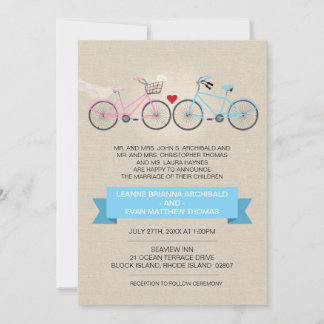 Invitación Boda de bicicleta con estilo lineal