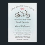 Invitación Boda de bicicleta de tándem azul<br><div class="desc">El diseño de esta encantadora invitación para bodas en bicicleta de The Spoted Olive™ incluye una bicicleta tándem con dos corazones dulces y las palabras "Celebrate Our Love" (Celebrar nuestro amor) en una fuente divertida con un fondo azul claro. Copyright 2013-presente | El olivo visto™ | Todos Los Derechos Reservados...</div>