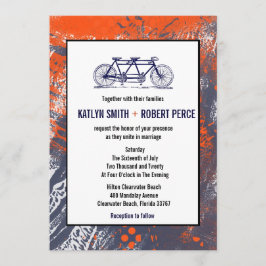 Invitación Boda de bicicleta de tándem retro artístico modern