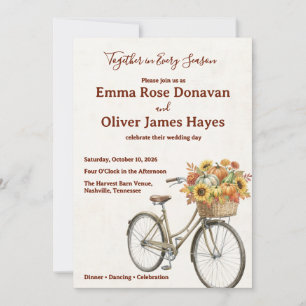 Invitación Boda de bicicleta rústica de cosecha de otoño