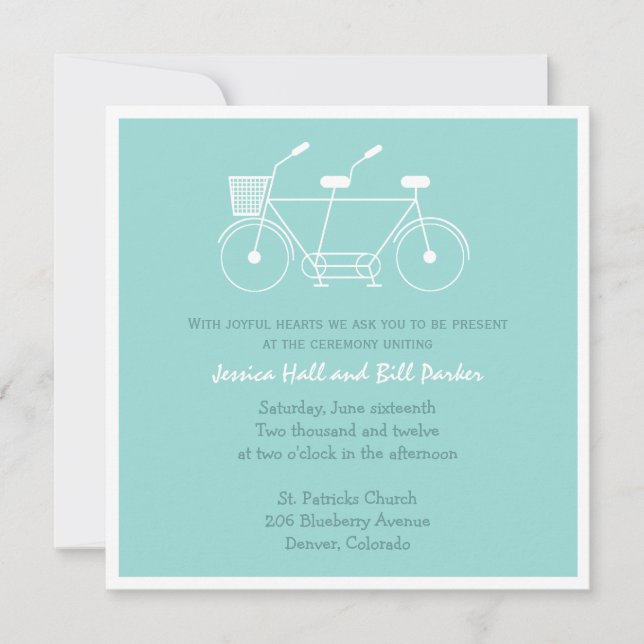 Invitación Boda de bicicleta tándem (Anverso)
