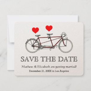 Invitación Boda De Bicicleta Vieja Cute Tandem Guarda La Fech