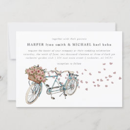 Invitación Boda de bicicletas Watercolor Tandem