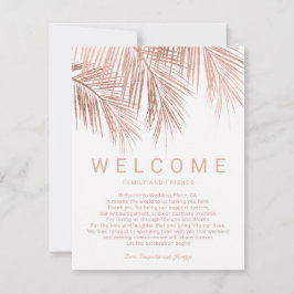 Invitación Boda de bienvenida con palmeras tropicales de rosa
