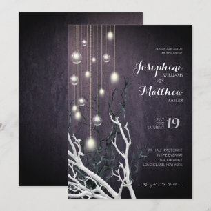 Invitación Boda de bifurcación blanca de cadena vertical clar