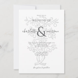 Invitación Boda de bifurcación de árbol de frutas