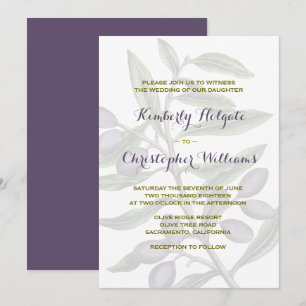 Invitación Boda de bifurcación de árbol de oliva   2