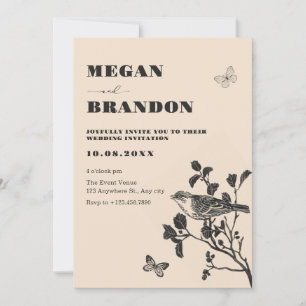 Invitación Boda de bifurcación de aves de cosecha
