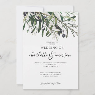 Invitación Boda de bifurcación de oliva simple y elegante