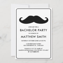 Invitación Boda de bigote negro del partido del bachiller