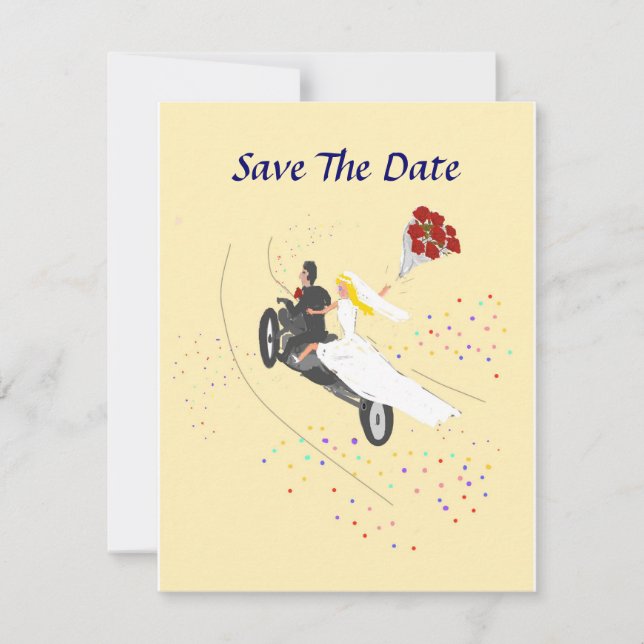 Invitación Boda De Biker Guardar La Fecha (Anverso)
