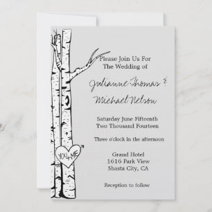 Invitación Boda de Birch Trees Gris