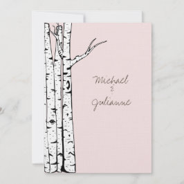 Invitación Boda de Birch Trees Rosados de Rubor