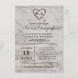 Invitación Boda de Birch Wood Rústico de novias talladas