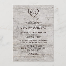 Invitación Boda de Birch Wood Rústico de novias talladas