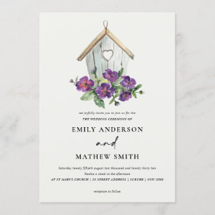 INVITACIÓN BODA DE BIRDHOUSE FLORAL RÚSTICO DE PAÍS BLANCO
