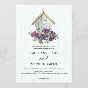 INVITACIÓN BODA DE BIRDHOUSE RÚSTICO DE MADERA BLANCA