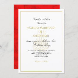 Invitación Boda de Bismillah Islámico de Oro Rojo de Estilo I