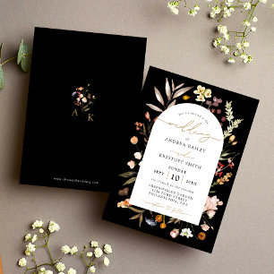 Invitación Boda de Black Fall Wildflower Boho Garden Arch