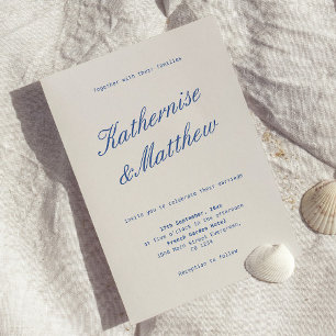 Invitación Boda de Blanco Costero y Azul Marino