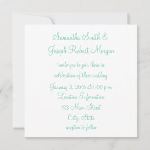 Invitación Boda de Blanco y Verde Espuma de Mar