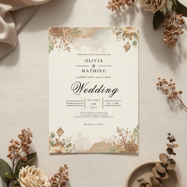 Invitación Boda de Bloom Autumnal de Sepia (Subido por el creador)