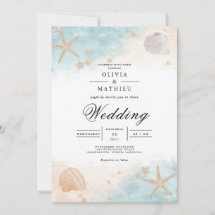 Invitación Boda de Bloom Coastal Seashell