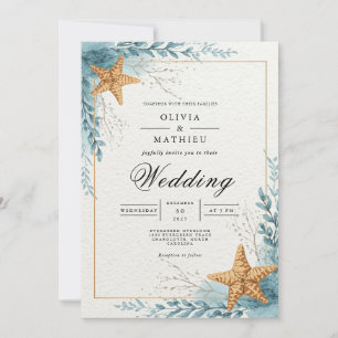 Invitación Boda de Bloom Coastal Starfish Beach