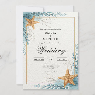 Invitación Boda de Bloom Coastal Starfish Beach