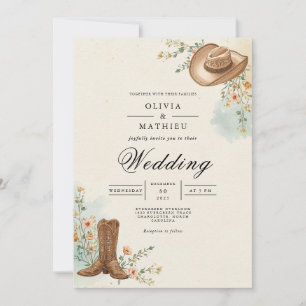 Invitación Boda de Bloom de Vaquero Rústico
