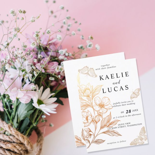 Invitación boda De "Blooms De Oro" (Subido por el creador)