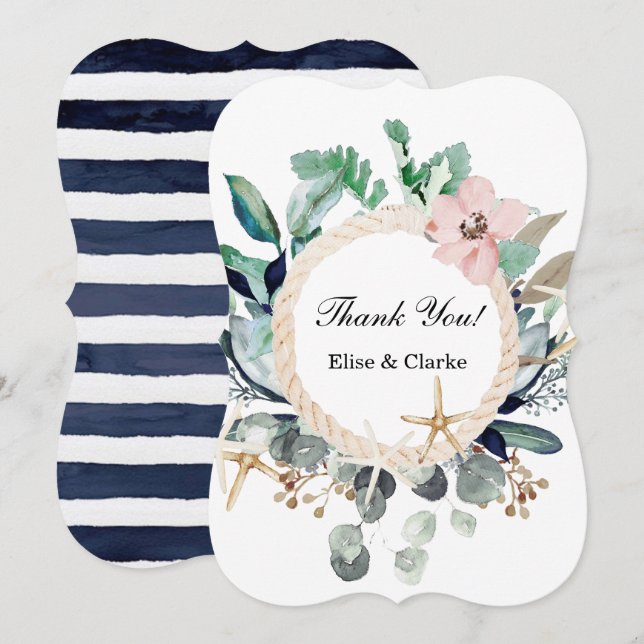 Invitación Boda de Blooms Náuticos de Marina Gracias Cartas (Anverso / Reverso)
