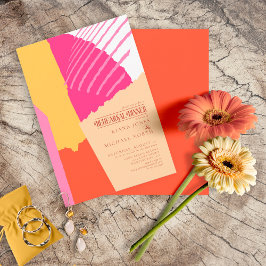 Invitación Boda de bloques de color Ensayo de cena Verano ID7