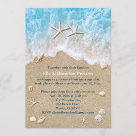 Invitación Boda de Blue Beach Waves & Starfish Post