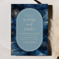 Boda de Blue Gold Celestial Elegant Starry Sky