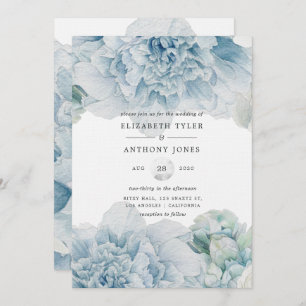 Invitación Boda de Blue Peonies