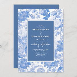 Invitación Boda de Blue Watercolor Botanals Florals