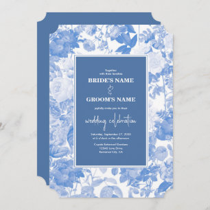 Invitación Boda de Blue Watercolor Botanals Florals