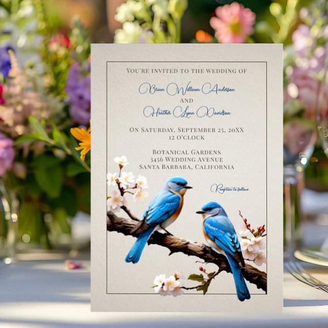 Invitación Boda de Bluebirds de primavera (Spring Bluebirds Wedding Invitation)