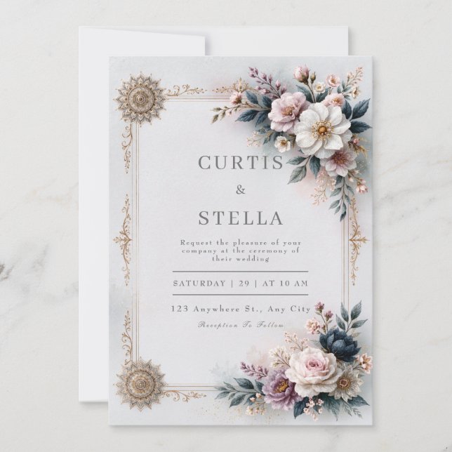 Invitación Boda de Blush Ivory Filigree (Anverso)