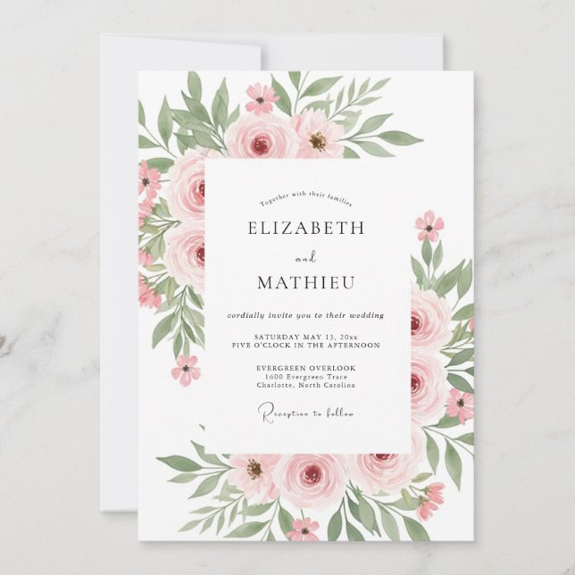 Invitación Boda de Blush Soft Bloom (Anverso)