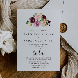 Invitación Boda de Boda de Flores Multicolor Elegante
