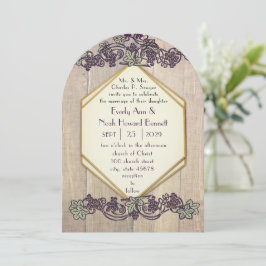 Invitación Boda de Bodega de Madera Rústica Art Nouveau Vinta
