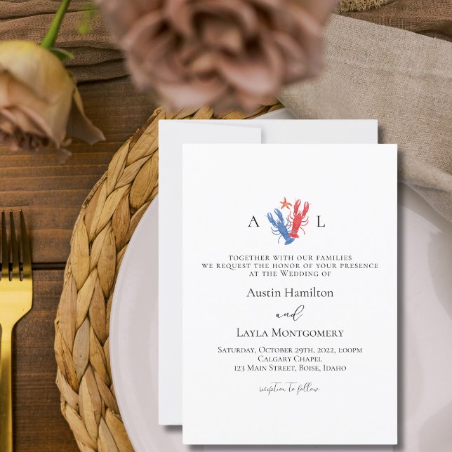 Invitación Boda de bogavante Minimalista simple (Subido por el creador)