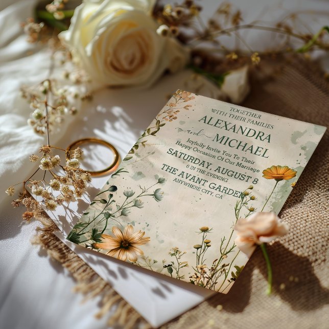 Invitación Boda de boho adorable prado florecilla silvestre (Subido por el creador)